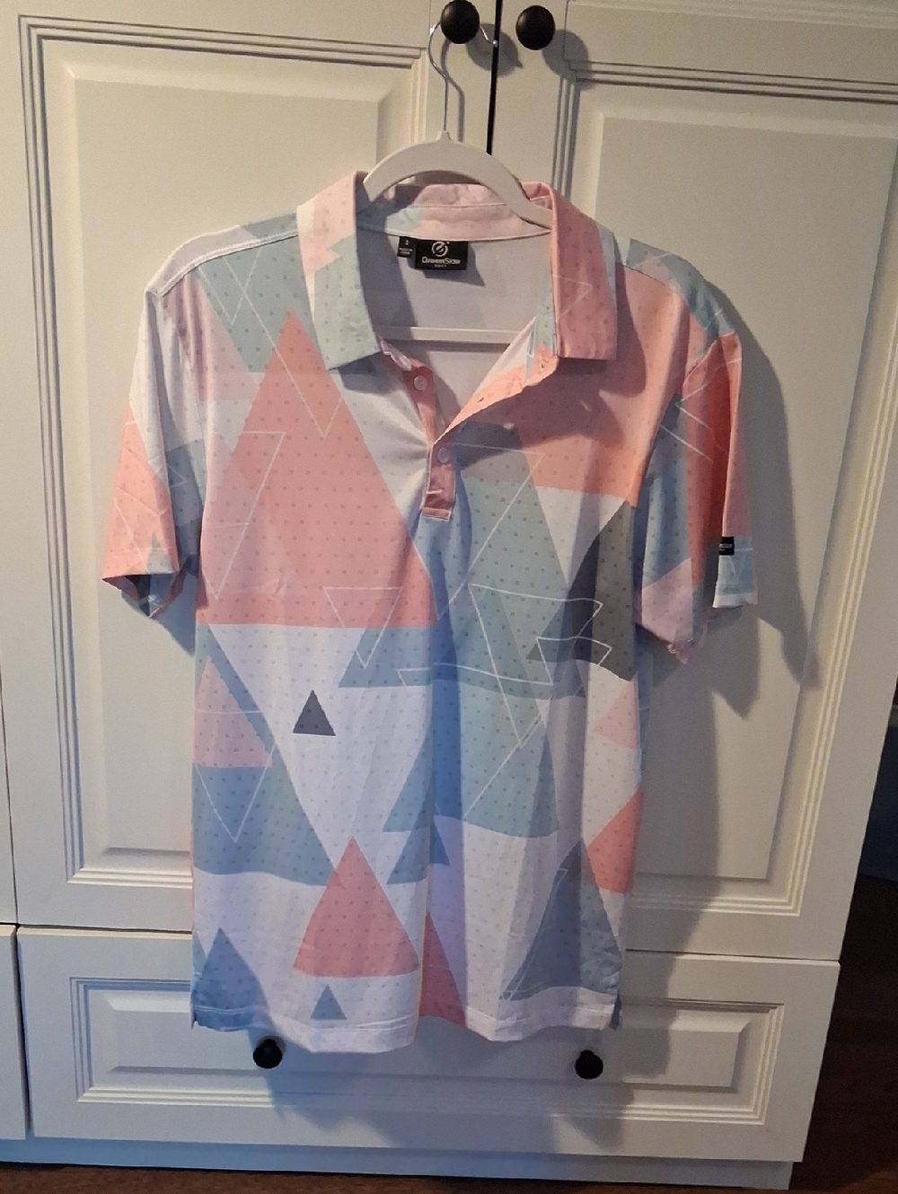 Men's Pastel Geo Polo Shirt - Pink & Light Blue